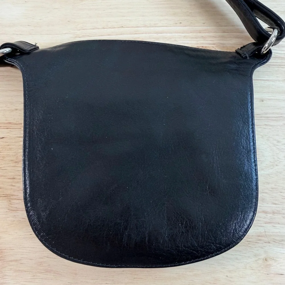 Vintage Neiman Marcus Black Faux Leather Zipper Festival Waist Belt Bag Concert